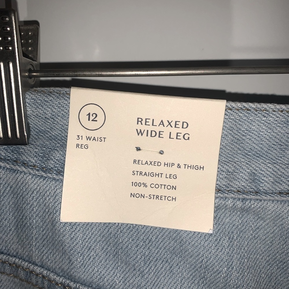 Relaxed wide leg Jeans non-stretch straight leg light wash 12/31R new - Picture 8 of 10